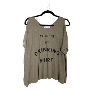 WILDFOX This Is My Drinking Shirt Shoulder Cutout Short Sleeve Tee